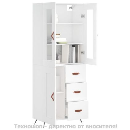 Висок шкаф, бял, 69,5x34x180 см, инженерно дърво