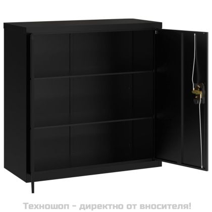 Шкаф за папки черен 90x40x90 см стомана