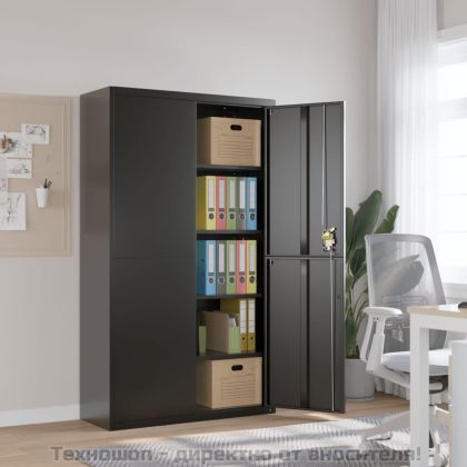 Шкаф за папки черен 105x40x180 см стомана