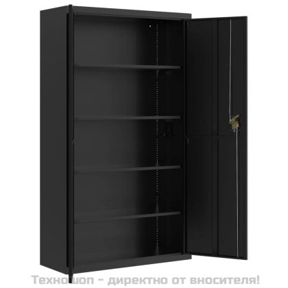 Шкаф за папки черен 105x40x180 см стомана