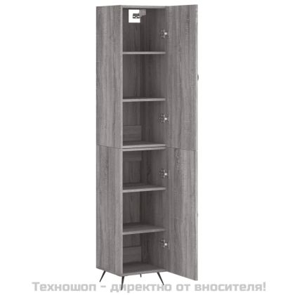 Висок шкаф, сив сонома, 34,5x34x180 см, инженерно дърво