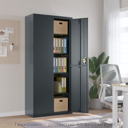 Шкаф за папки антрацит 90x40x200 см стомана