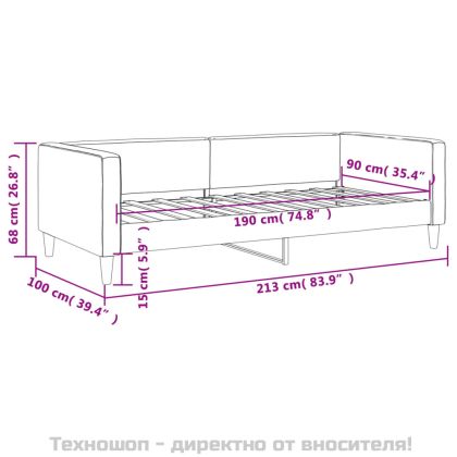 Кушетка, черна, 90x190 см, плат