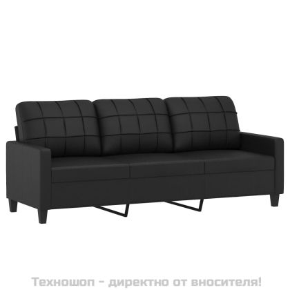 3-местен диван, черен, 180 см, изкуствена кожа