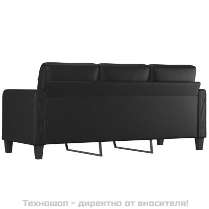 3-местен диван, черен, 180 см, изкуствена кожа