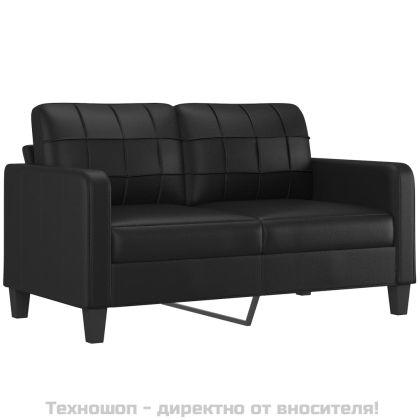 2-местен диван, черен, 140 см, изкуствена кожа