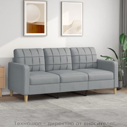 3-местен диван, светлосив, 180 см, плат