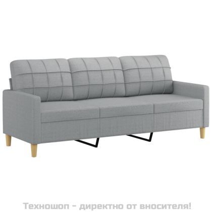 3-местен диван, светлосив, 180 см, плат