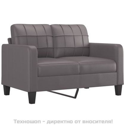 2-местен диван, сив, 120 см, изкуствена кожа