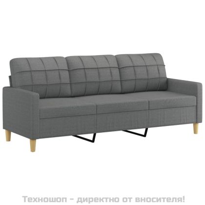 3-местен диван, Тъмносив, 180 см, плат