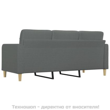 3-местен диван, Тъмносив, 180 см, плат