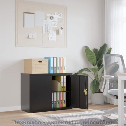 Шкаф за папки черен 90x40x70 см стомана