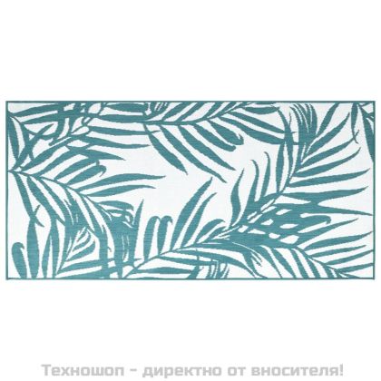 Килим за открито, аква и бяло, 80x150 см, дизайн с две лица