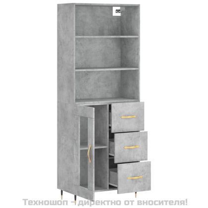 Висок шкаф, бетонно сив, 69,5x34x180 см, инженерно дърво
