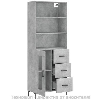 Висок шкаф, бетонно сив, 69,5x34x180 см, инженерно дърво