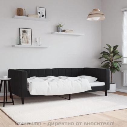Кушетка, черна, 90x200 см, кадифе