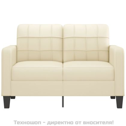 2-местен диван, кремава, 120 см, изкуствена кожа