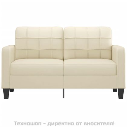 2-местен диван, кремава, 140 см, изкуствена кожа