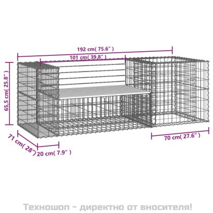 Градинска пейка с габионна кошница дугласко дърво масив