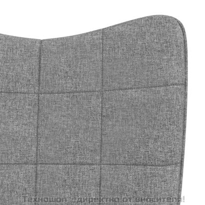 Люлеещ се стол с табуретка, светлосив, плат