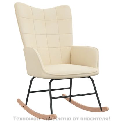 Люлеещ се стол с табуретка, кремав, плат