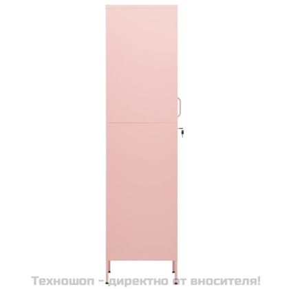 Шкаф със заключване, розов, 35x46x180 см, стомана