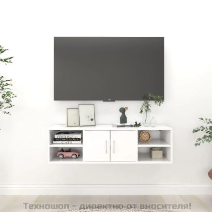 Стенен рафт, бял, 102x30x29 см, инженерно дърво
