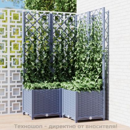 Градински сандък с пергола, синьо сив, 80x80x136 см, PP