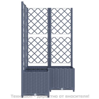 Градински сандък с пергола, синьо сив, 80x80x136 см, PP