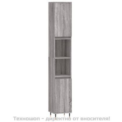Комплект шкафове за баня от 3 части инженерно дърво Сив сонома