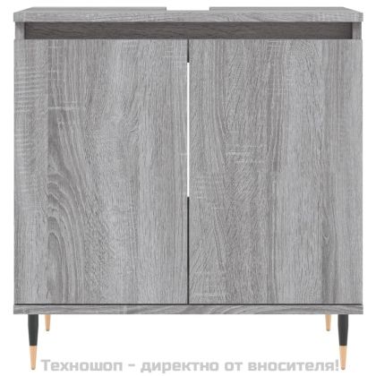 Комплект шкафове за баня от 3 части инженерно дърво Сив сонома