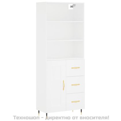 Висок шкаф, бял, 69,5x34x180 см, инженерно дърво
