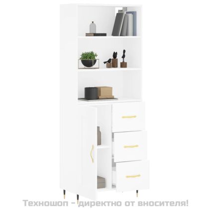Висок шкаф, бял, 69,5x34x180 см, инженерно дърво