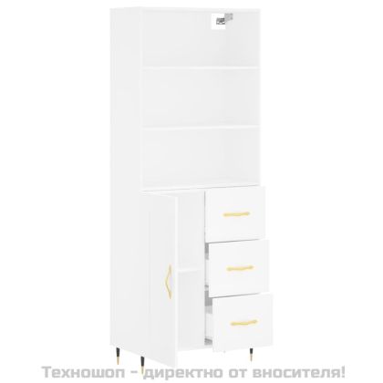 Висок шкаф, бял, 69,5x34x180 см, инженерно дърво