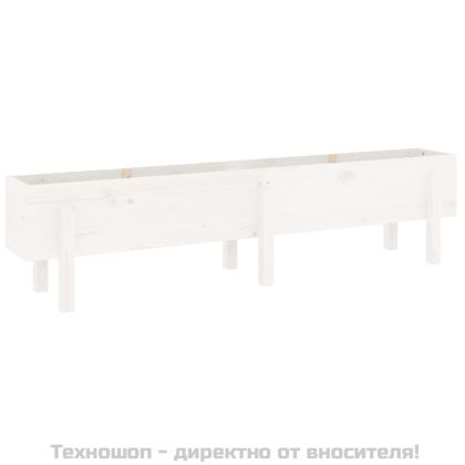 Градинско повдигнато легло, бяло, 160x30x38 см, бор масив