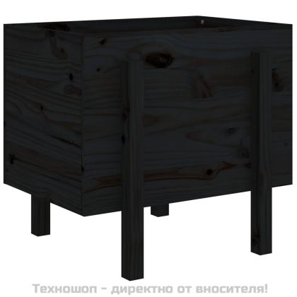 Градински сандък, черен, 62x50x57 см, бор масив