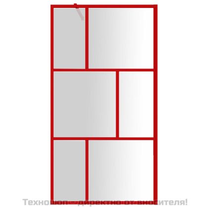 Стена за душ с прозрачно ESG стъкло, червена, 100x195 см