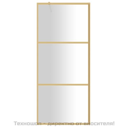 Стена за душ с прозрачно ESG стъкло, златиста, 90x195 см
