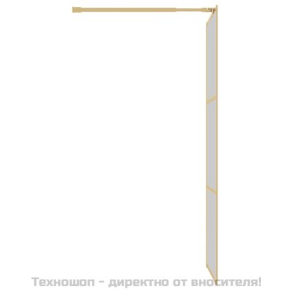 Стена за душ с прозрачно ESG стъкло, златиста, 90x195 см