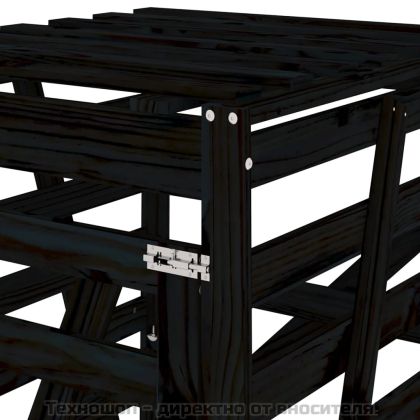 Контейнер за съхранение на кош черен 84x90x128,5 см бор масив