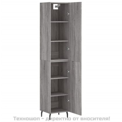 Висок шкаф, сив сонома, 34,5x34x180 см, инженерно дърво