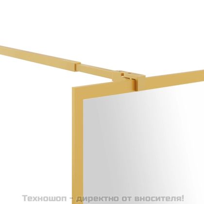 Стена за душ с прозрачно ESG стъкло, златиста, 90x195 см