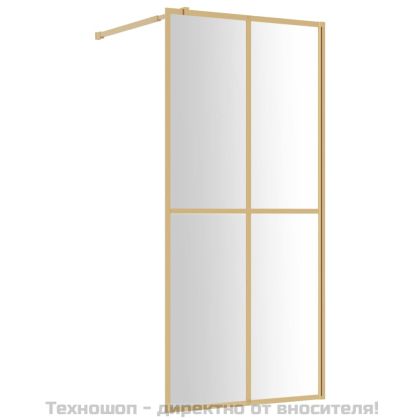 Стена за душ с прозрачно ESG стъкло, златиста, 100x195 см