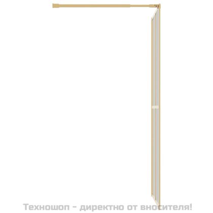 Стена за душ с прозрачно ESG стъкло, златиста, 100x195 см