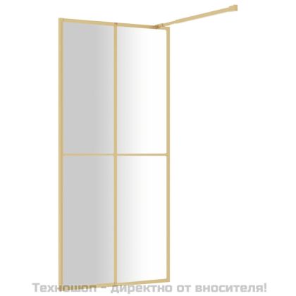 Стена за душ с прозрачно ESG стъкло, златиста, 100x195 см