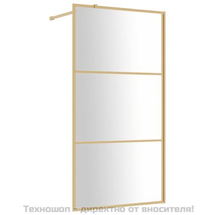 Стена за душ с прозрачно ESG стъкло, златиста, 100x195 см