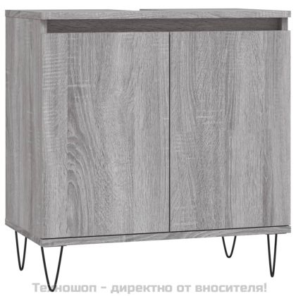 Комплект шкафове за баня от 3 части инженерно дърво Сив сонома