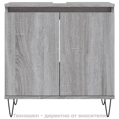 Комплект шкафове за баня от 3 части инженерно дърво Сив сонома