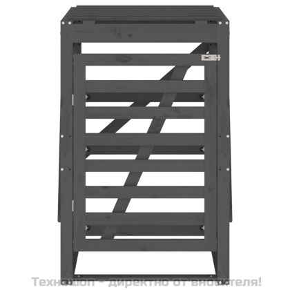 Контейнер за съхранение на кош сив 84x90x128,5 см бор масив