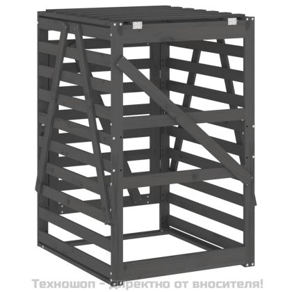 Контейнер за съхранение на кош сив 84x90x128,5 см бор масив